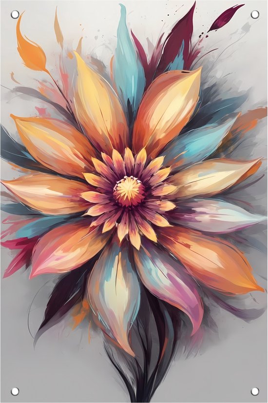 Tuinposter bloem - Abstract poster - Poster bloemen - Tuinschilderij voor buiten - Tuin poster - Wanddecoratie - 40 x 60 cm