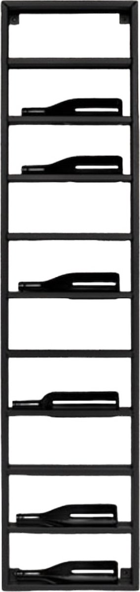 Wijnrek Modern Metaal - Muurmodel voor 10 Flessen - Enkel Uitvoering in Zwart - 170x40x11cm