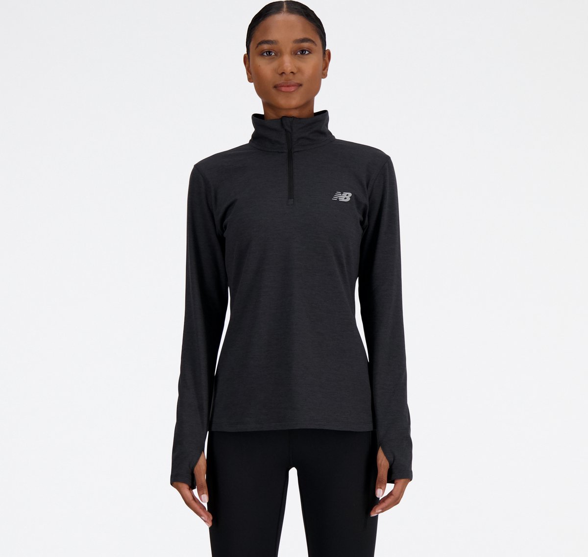 New Balance Sport Essentials Space Dye 1/4 Dames Sporttrui Zwart