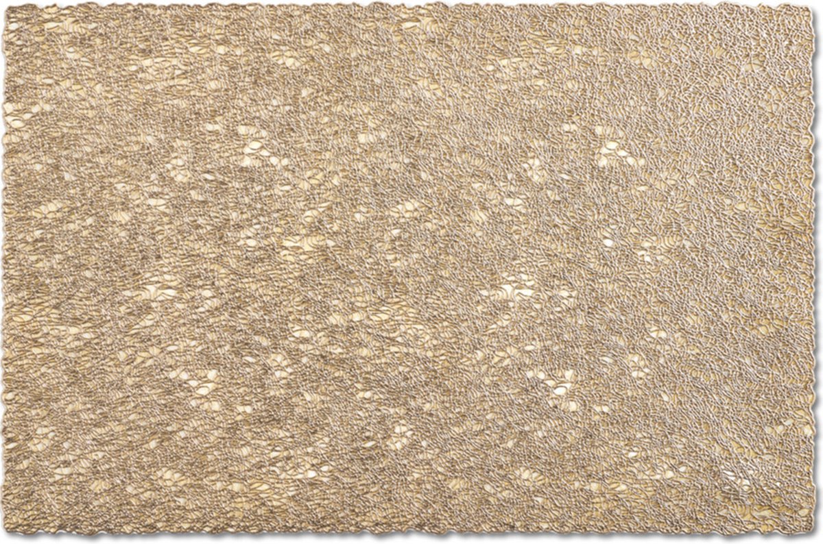 Zeller placemat - 6x - gevlochten - glanzend goud - rechthoekig - 30 x 45 cm