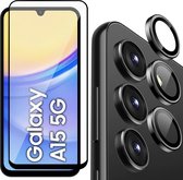 Screenprotector & Camera Protector geschikt voor Samsung Galaxy A15 - Volledig Dekkend Glas