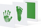 CHPN - Baby Voet- en Handafdruk Inktset - Groen - Incl. 2 witte kaartjes - 2 setjes - Voetafdruk baby - Handafdruk - Kraamcadeau - Geboorte - Moederdag - Vaderdag