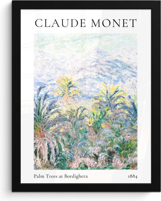 Fotolijst inclusief poster - Posterlijst 30x40 cm - Posters - Claude Monet - Palm Trees at Bordighera - Kunst - Oude meesters - Foto in lijst decoratie - Wanddecoratie woonkamer - Muurdecoratie slaapkamer