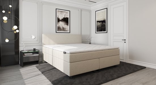 Anno 1588 - Boxspring Amsterdam - Pocketvering - Teddy Beige - 180x210 cm - Inclusief Dekbed en Kussens