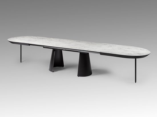 Capri wit uitschuifbare eettafel tot 406 cm - unieke design eetkamertafel 206x103 trapsgewijs te verlengen tot 406 cm
