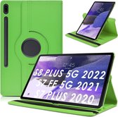 Draaibaar Hoesje - Rotation Tabletcase - Multi stand Case Geschikt voor: Samsung Galaxy Tab S8 Plus 2022 / S7+/ S7 Plus / Tab S7 FE 5G 12.4 inch 2020 - groen