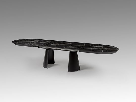 Capri black uitschuifbare eettafel tot 406 cm - unieke design eetkamertafel 206x103 trapsgewijs te verlengen tot 406 cm