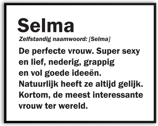 Selma Woordenboek Fotolijst met glas 50 x 70 cm - Prachtige kwaliteit - jarig - verjaardag - kado - Canvas - incl ophangsysteem - Poster - Grappig - cadeau