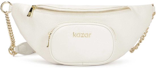 Leather hip bag in white color