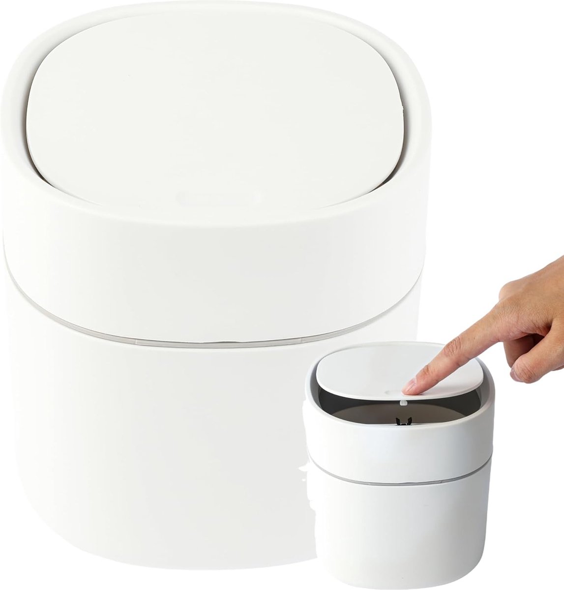 Goedkoopste Mini vuilnisbakken (2 l), afvalemmer voor snacks, cosmetica en keukenafval, perfect voor kleine ruimtes zoals bureautafel, auto, wit