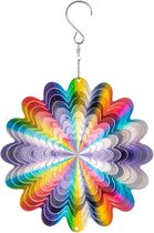 metalen windgong - Rainbow Circle - licht draaiende windmobiel met schitterende kleuren - inclusief ophanging - sfeervolle kamer-, raam- en tuindecoratie - Ø 15cm