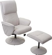 Helsinki relaxfauteuil, verstelbare TV-fauteuil TV-fauteuil met kruk ~ stof/textiel, crème-beige