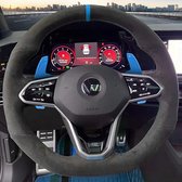 JDtuning | Couvre volant Golf 8 Premium Alcantara DSG GTI R Polo Tiguan Passat Volkswagen | Pour volant avec palmes – Blauw