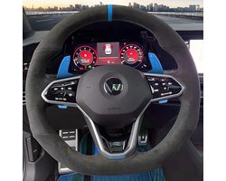 JDtuning | Premium Alcantara stuurhoes | Geschikt voor Golf 8 DSG GTI R Polo Tiguan Passat Volkswagen | Voor stuurwiel met flippers – Blauw