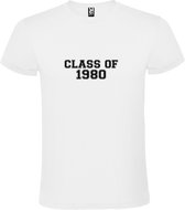 Wit T-Shirt met “Class of 1980 “ Afbeelding Zwart Size 3XL