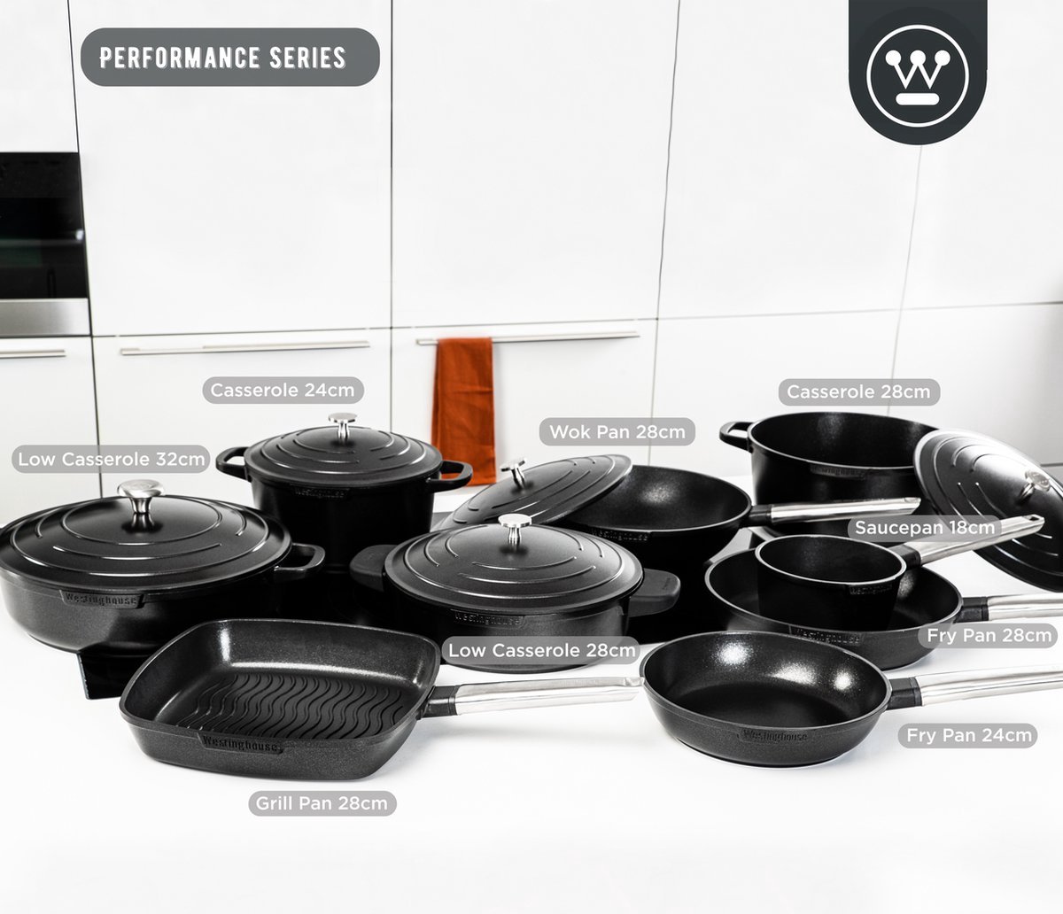 Westinghouse Performance 9-delige Pannenset – Koekenpannen + Braadpannen + Hapjespannen + Wokpan + Grillpan + Steelpan – Inductie – zwartBlauw – foto 6