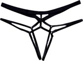 Sexy String Zonder Stof - Zwart - Transparant - Open Kruis - Bondage Riem - G-String Tuigje - Erotisch - Lingerie / Ondergoed - Maat M