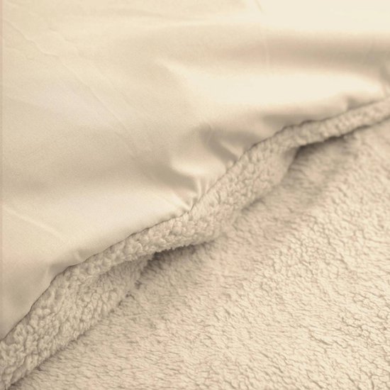 Droomtextiel Teddy Dekbedovertrek - Eenpersoons - 140x200/220 cm - Taupe - Luxe Teddystof - Heerlijk Zacht