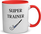 Akyol - super trainer koffiemok - theemok - rood - Sport - coach - hockey stick - trainer - geschenk - verjaardag - love gift - 350 ML inhoud