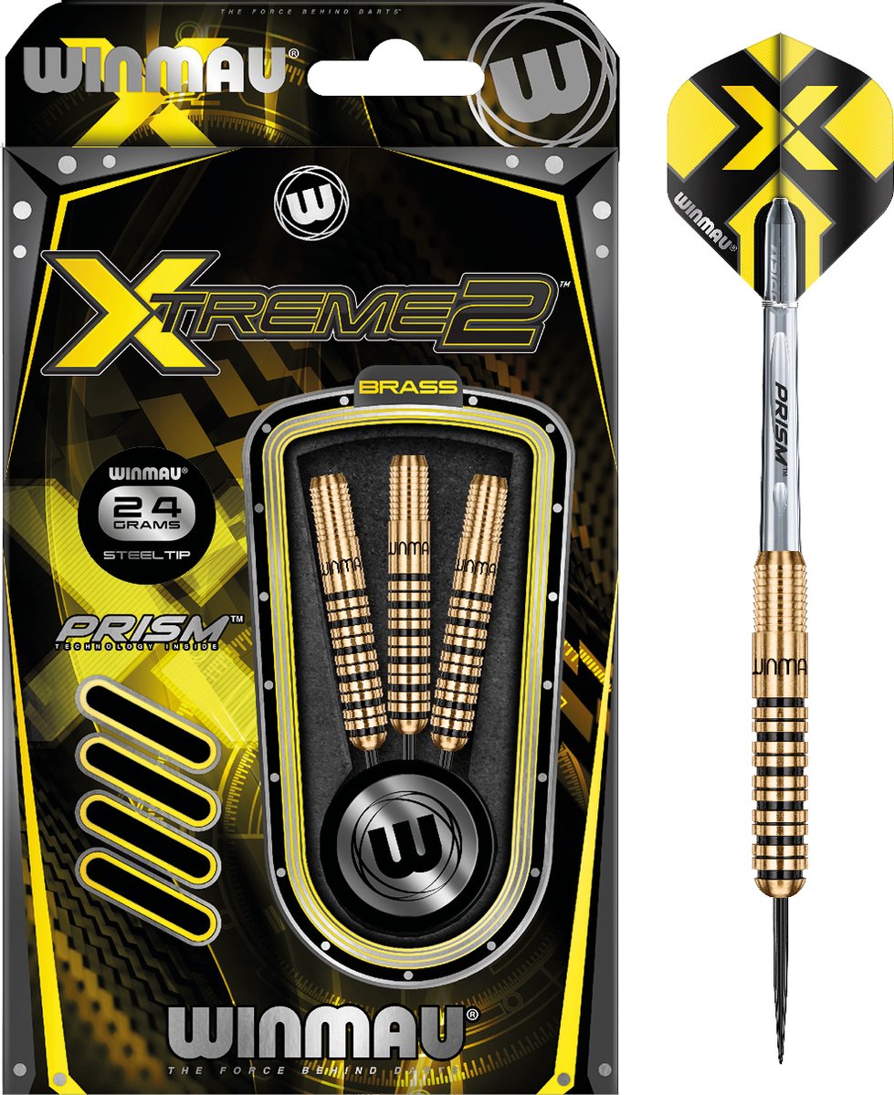WINMAU - Xtreme 2 Brass: Steeltip Tungsten Dartpijlen Professioneel - 22g