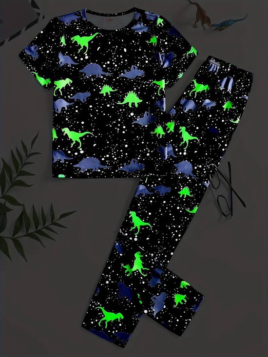 Pyjama Dinosaurus - glow in the dark - pyjamaset - maat 104/110