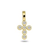 Juwelier Zwartevalk 14 karaat gouden kruis hanger met zirkonia - 14.093