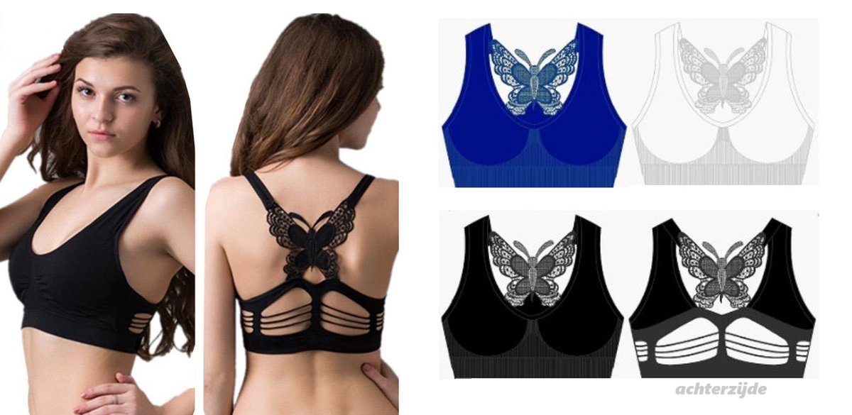 Sweet Angel Vlinder Bra - Sport Bra - 3Pack - Confectiemaat S/M - Cup A/B