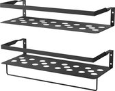Uten Wandplank Metaal - Wanddecoratie Boekenplank - Wandplank Zwevend voor Woonkamer Slaapkamer Keuken Badkamer - Fotoplank Industrieel - Muurdecoratie Metaal - Muurplank - Zwart
