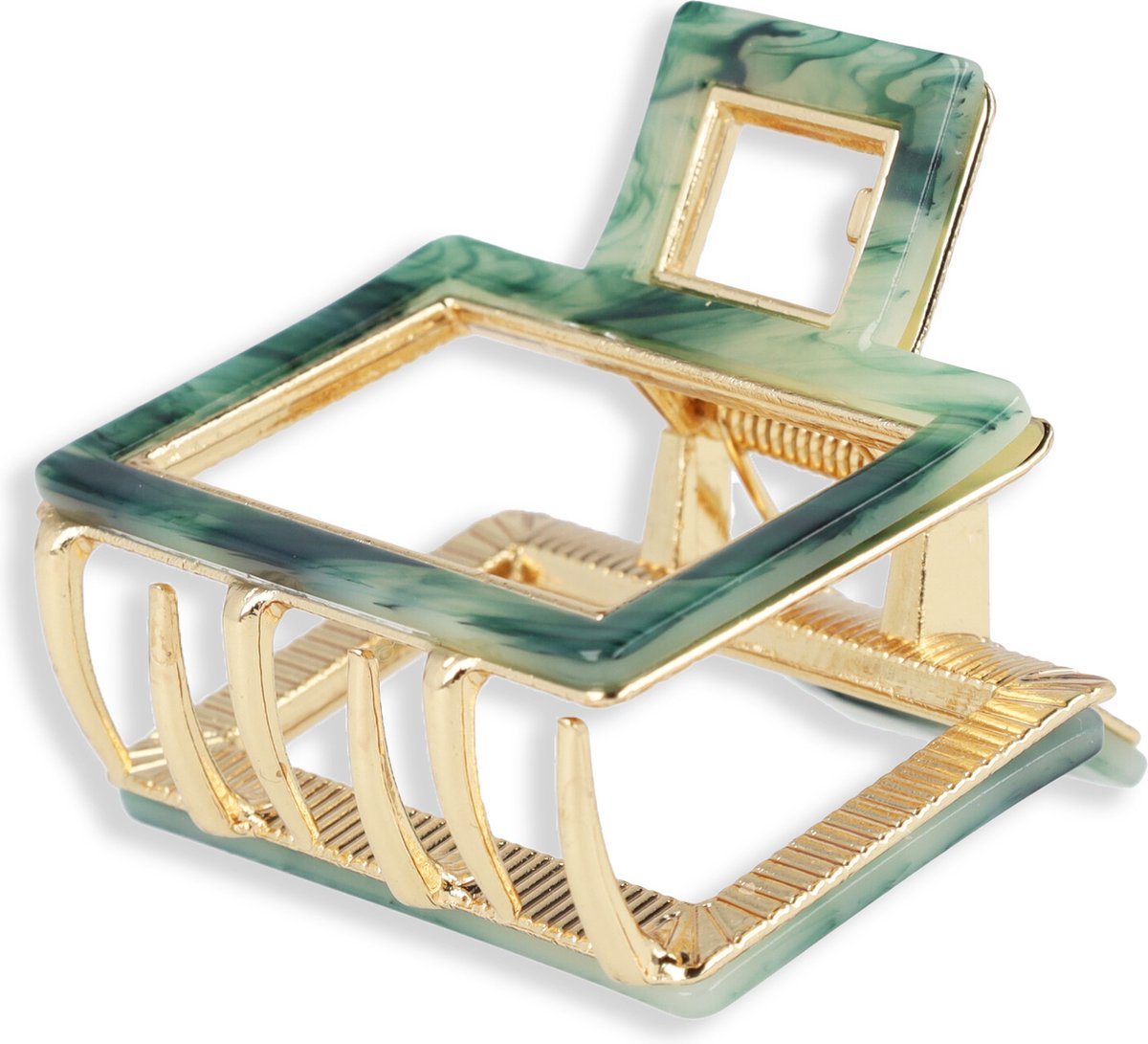 Lajetti - Metalen Haarklem Klein Goud met Groen - Dames Hairclip