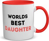 Akyol - worlds best daughter koffiemok - theemok - rood - Dochter - de beste dochter - verjaardagscadeau - verjaardag - cadeau - cadeautje voor dochter - dochter artikelen - kado - geschenk - gift - 350 ML inhoud