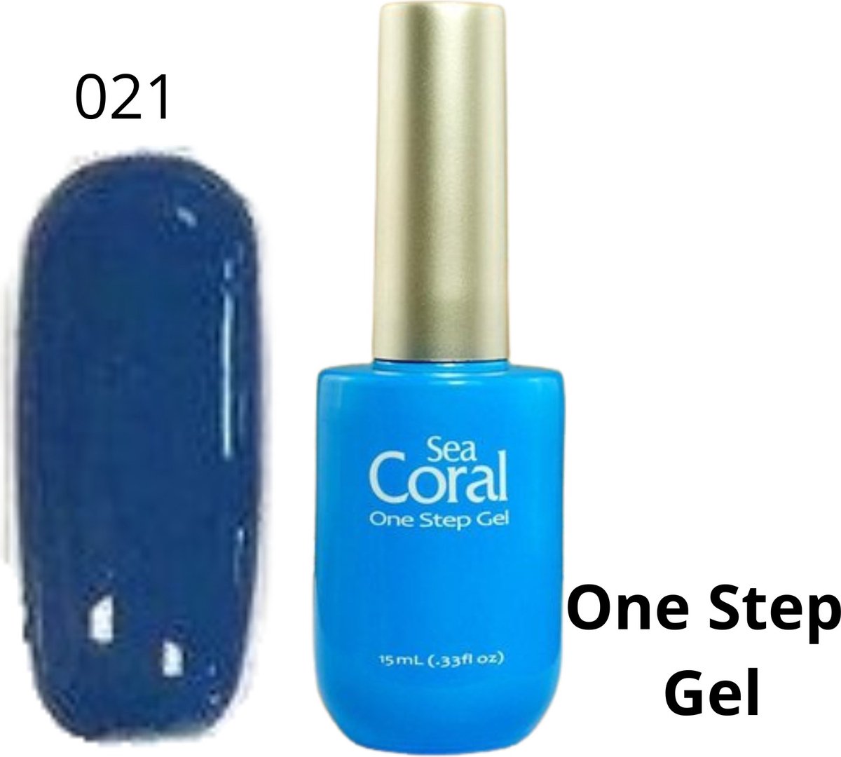 SeaCoral One Step No Wipe Gellak - Gel Nagellak - GelPolish – geen plaklaag - zónder kleeflaag, geschikt voor UV en LED – Blauw 021