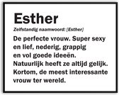 Esther betekenis Grappig Fotolijst met glas 50 x 70 cm - Cadeau - Kado - Grappige foto - Poster voor verjaardag - Canvas - Schilderij - incl ophangsysteem