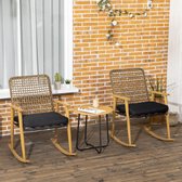 Tuinmeubels ingesteld voor mensen 2 schommelstoelen, 1 bijzettafels, robuuste poly rattan, inclusief stoelen