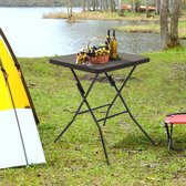 Tuintafel opvouwbare vouwtafel vouwtafel opvouwbare zijtafel balkon picknicktafel camping tafel plastic metaalbruin 60x60x74cm