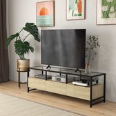 Meuble TV, meuble TV avec 3 meubles, meuble TV avec compartiment ouvert, banc TV, TV -TV -TV -TV pour appareils TV jusqu'à 65 , Chêne