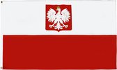 VlagDirect - Poolse vlag met wapen - Polen vlag met wapen - 90 x 150 cm.