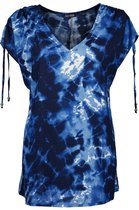 Blue Seven dames blouse - blouse dames - 180220 - blauw print - v-hals - maat 38