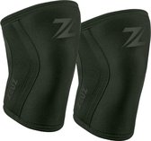 ZEUZ 2 Pièces Premium Genouillère pour Fitness, CrossFit & Sports – Bande de Genouillères – 7 mm - Vert Armée - Taille XS