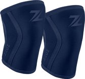 ZEUZ 2 Stuks Premium Knie Brace voor Fitness, CrossFit & Sporten – Knieband Braces – 7 mm - Marineblauw - Maat XL