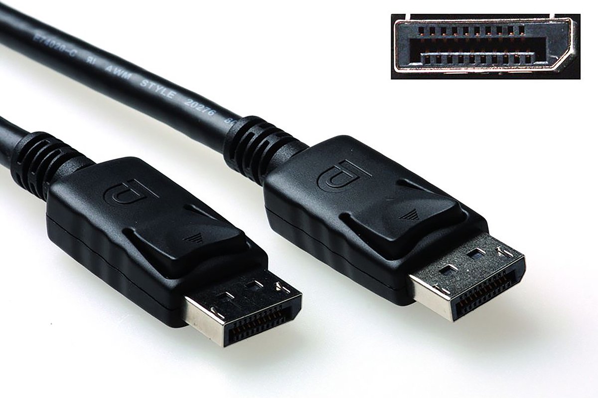 ACT AK3978 4K DisplayPort kabel | Male/Male | Power Pin 20 aangesloten | Zwart | 1 meter