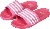 XQ - Slippers Dames - Stripes - Fuchsia - Badslippers dames - Gevormd voetbed