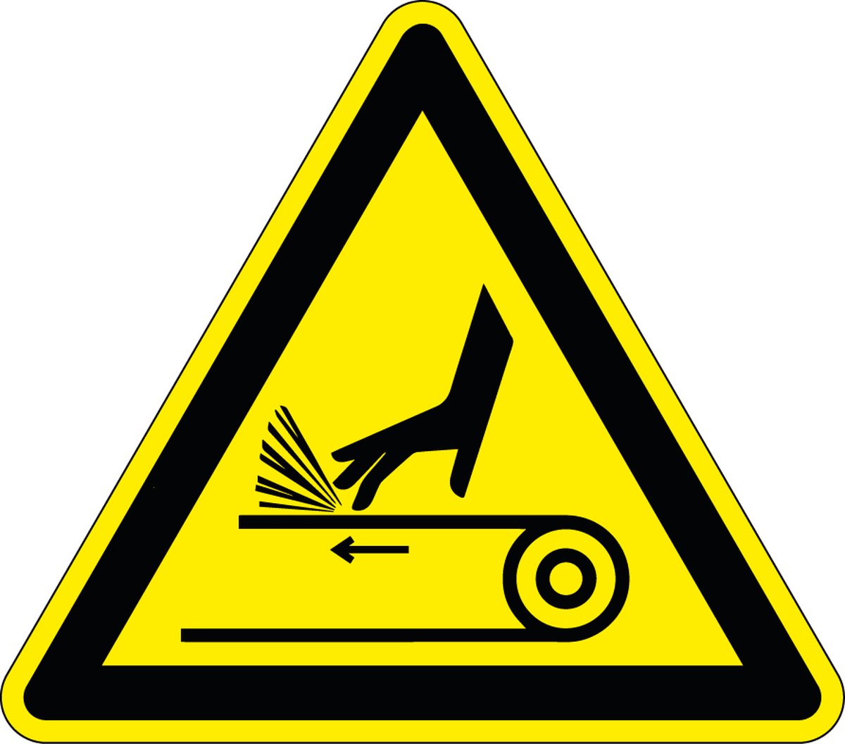 Handschuur gevaar sticker 100 mm