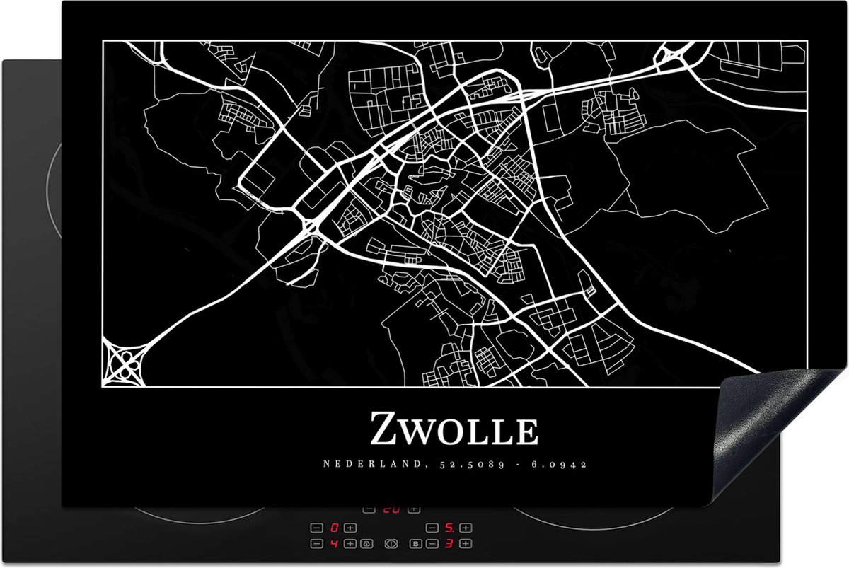 Inductie beschermer - Inductie Mat - Kookplaat beschermer - Stadskaart - Zwolle - Plattegrond - Kaart - Inductie beschermer - Inductie Mat - Kookplaat Beschermer - 81.6x52.7 cm - Afdekplaat inductie - Inductiebeschermer