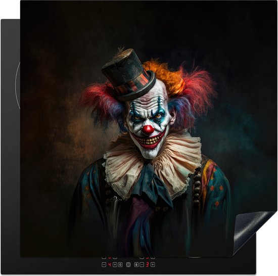 Foto: Kitchenyeah inductie beschermer 78x78 cm clown hoed kraag portret killer clown kookplaataccessoires afdekplaat voor kookplaat inductiebeschermer inductiemat inductieplaat mat