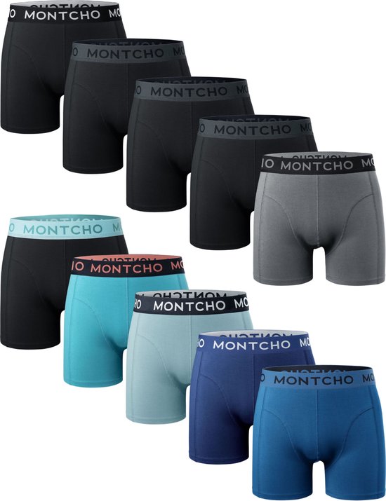 MONTCHO - Série Dazzle - Boxers pour hommes - Sous-vêtements pour hommes - Boxers - Sous-vêtements pour hommes - Lot de 10 - Boxers Premium Mix - Oceanic Overtones - Hommes - Taille XXL