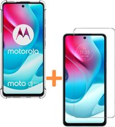 Anti-Shock transparant hoesje silicone met 2 Pack Tempered glas Screen Protector Geschikt voor: Motorola Moto G60s / Moto G60