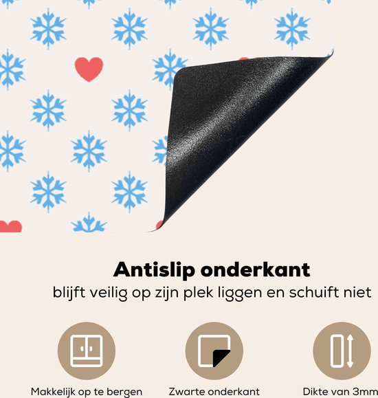 KitchenYeah® Inductie beschermer 78x78 cm - Sneeuwvlok - Hart - Winter - Patronen - Kookplaataccessoires - Afdekplaat voor kookplaat - Inductiebeschermer - Inductiemat - Inductieplaat mat