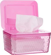 Vochtige doekjes, box, babyboxen voor babyverzorgingssues, BPA-vrij, toiletpapier doos met deksel, tissue opbergkoffer voor thuis en op kantoor (roze doos)