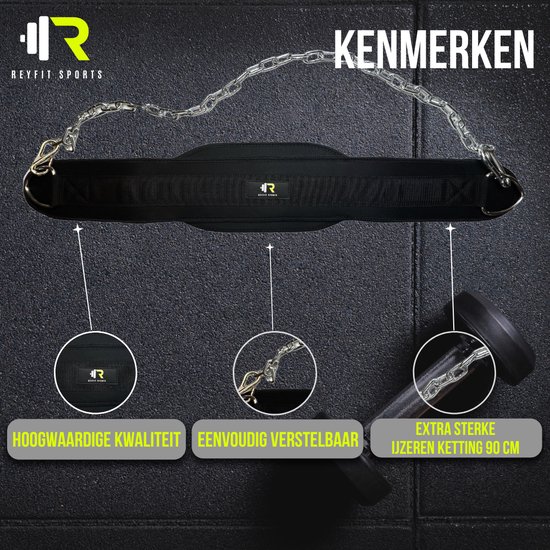 ReyFit Sports Dip Belt Fitness accessoires Dip Riem/Gordel Weight