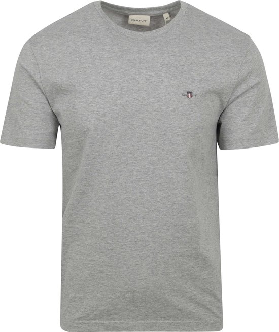 Gant - T-shirt Shield Logo Grijs - Heren - Maat L - Regular-fit